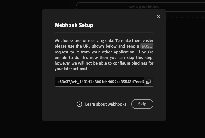 Webhook Setup Webhook Setup
