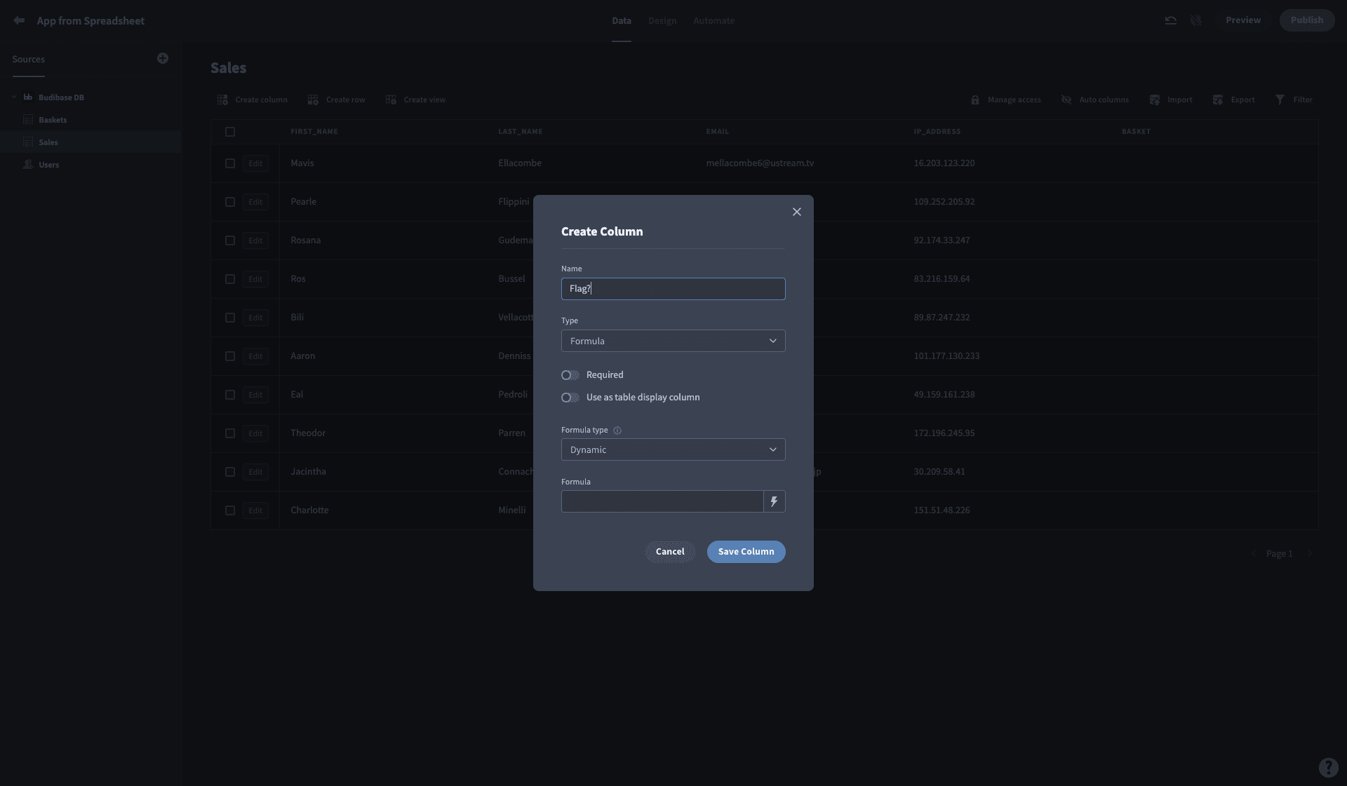 Create column Create column