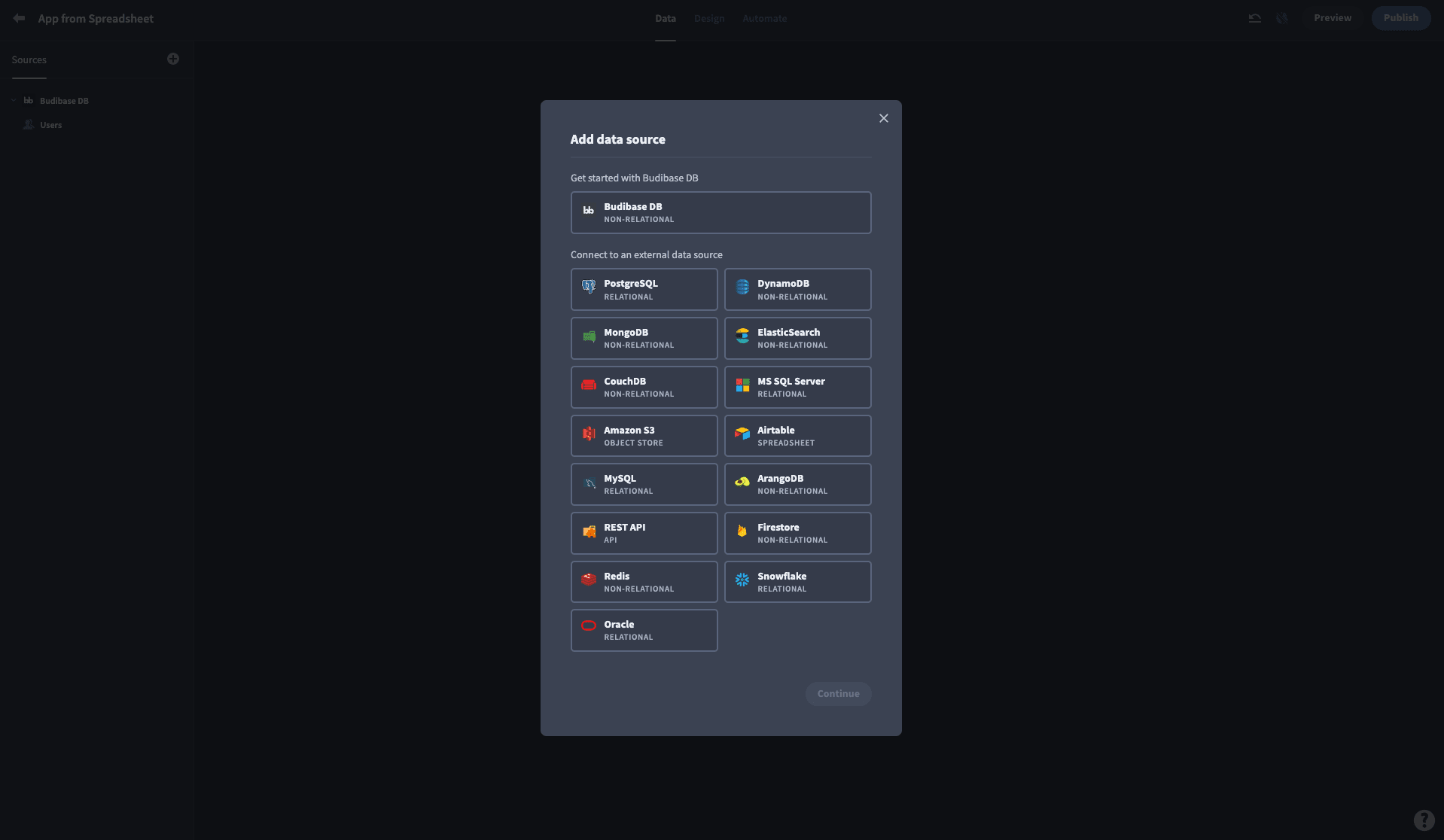 Select a data source Select a data source