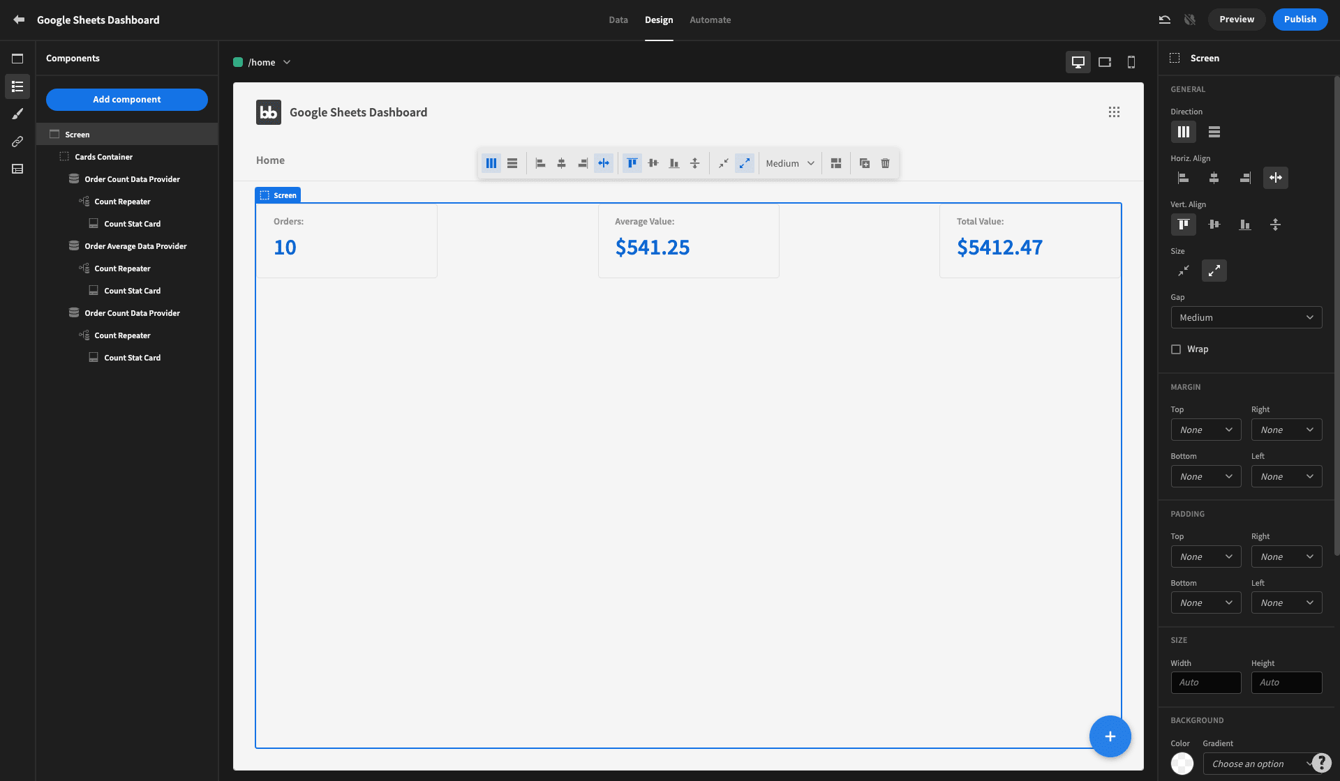 Google Sheets dashboard summary cards Google Sheets Dashboard summary cards