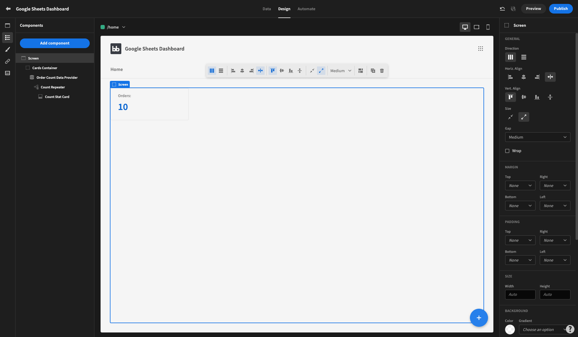 Google Sheets Dashboard summary card Google Sheets Dashboard summary card