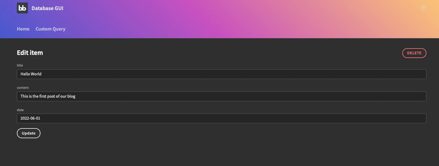 Database GUI Database GUI