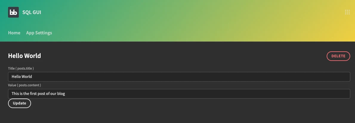 In-house development example SQL GUI In-house development example SQL GUI