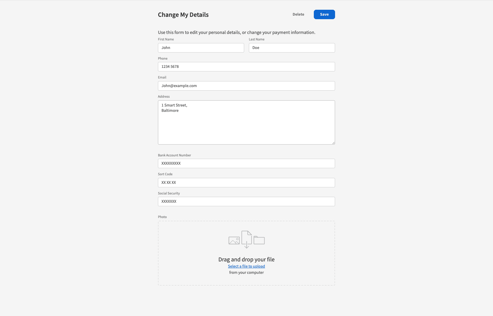 Employee Details Form Employee Details Form