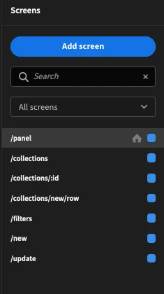 Screens App screens