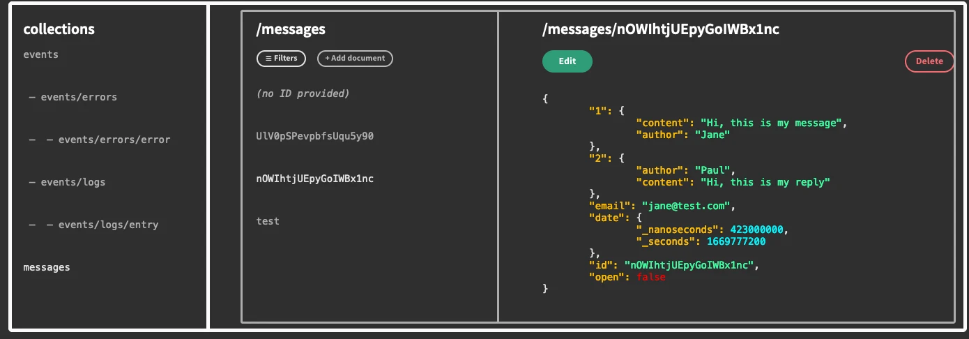 Firebase GUI home screen Firebase GUI homescreen