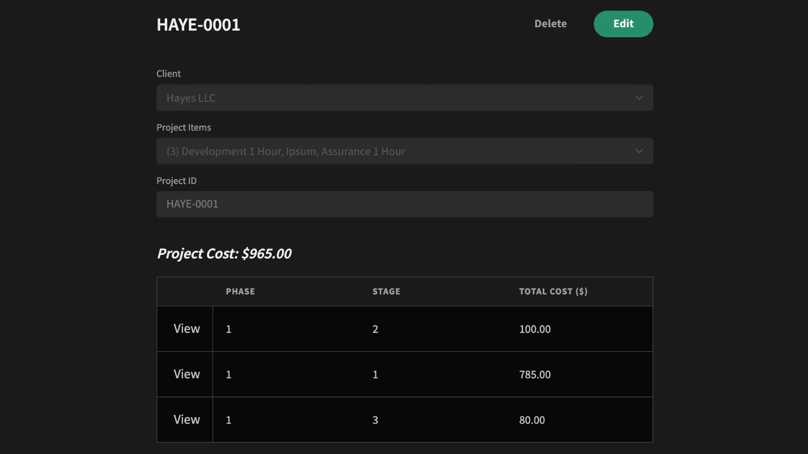 Itemize Costs Itemize Costs