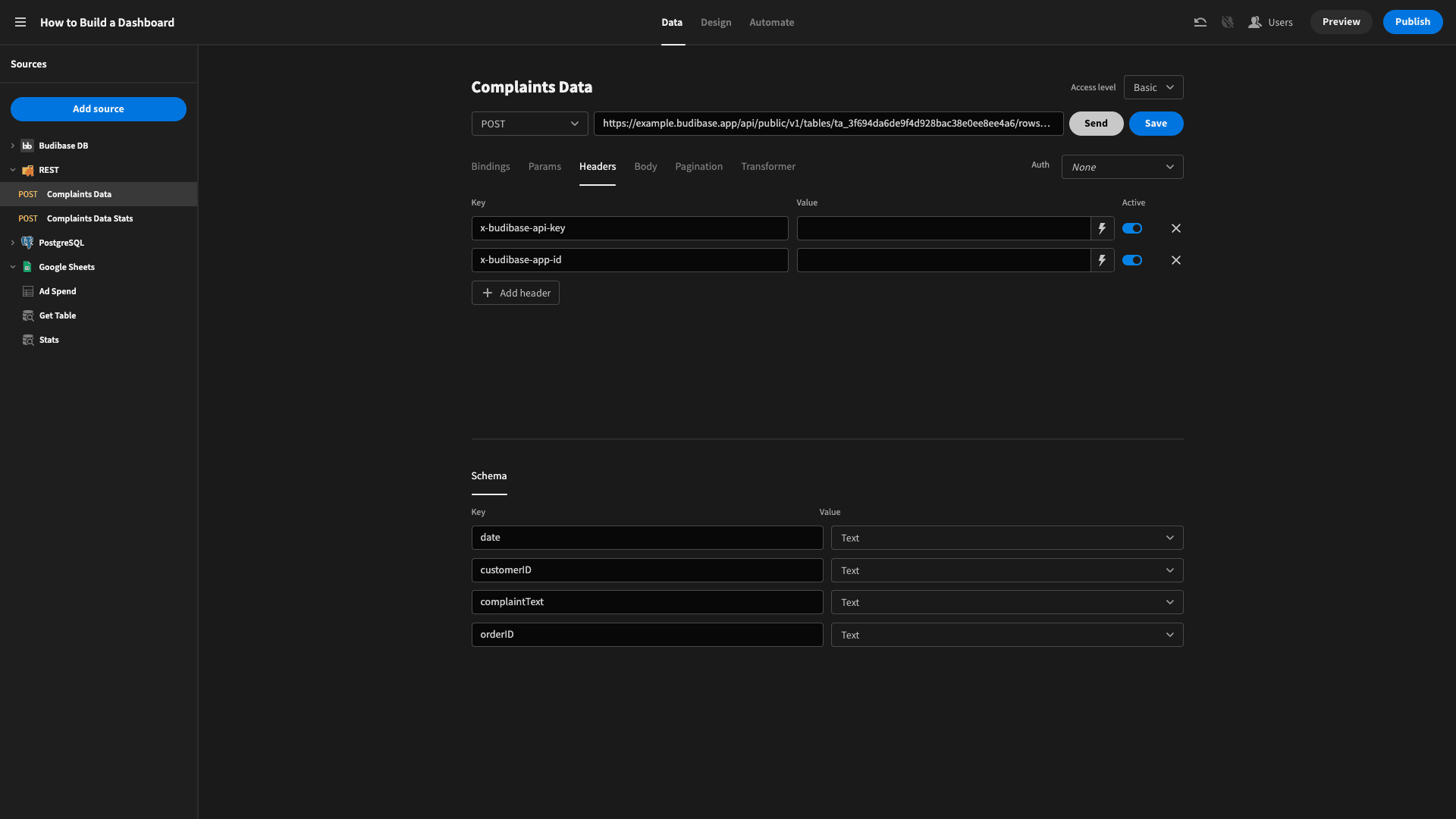 API headers API Key