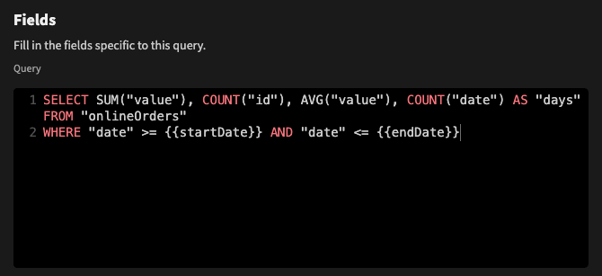 Custom query SQL dashboard