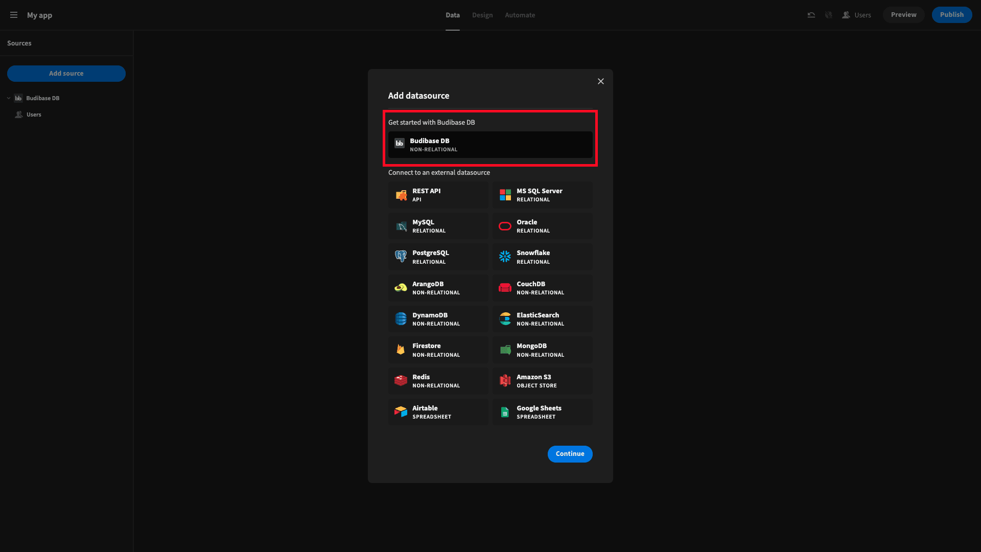 Data source Choose a data source