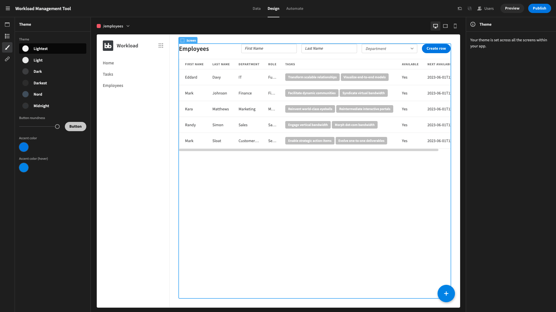 Theme Workload management tool