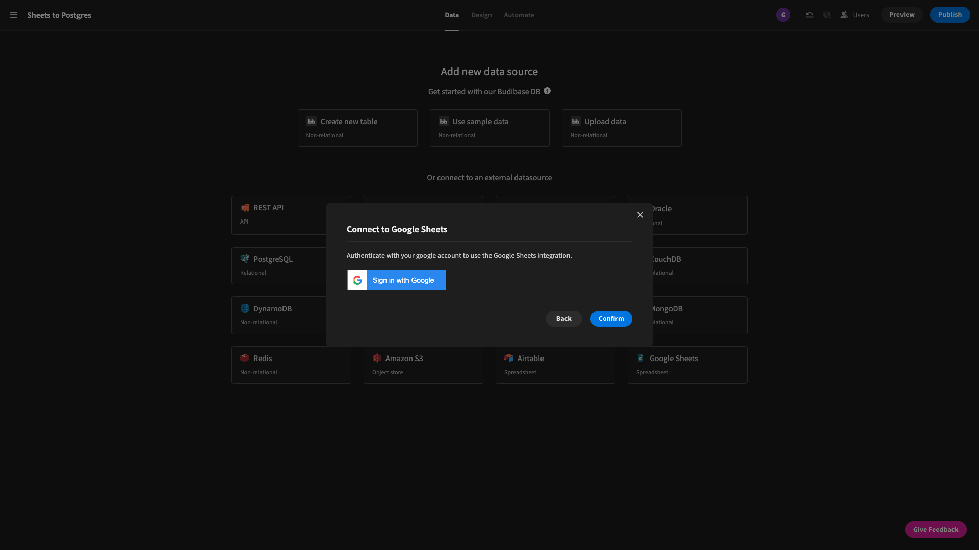 Connect to Google Sheets