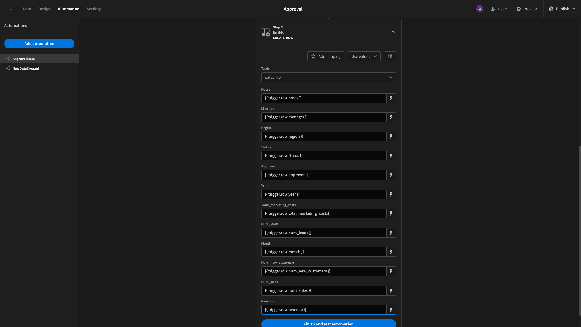 Create row Create row