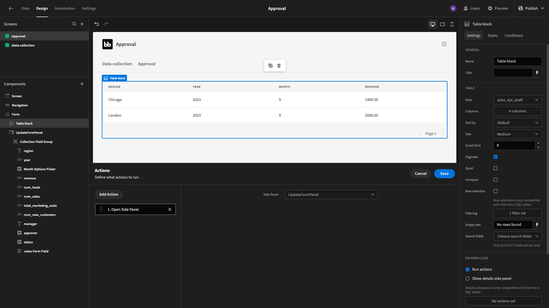 Click actions Click actions
