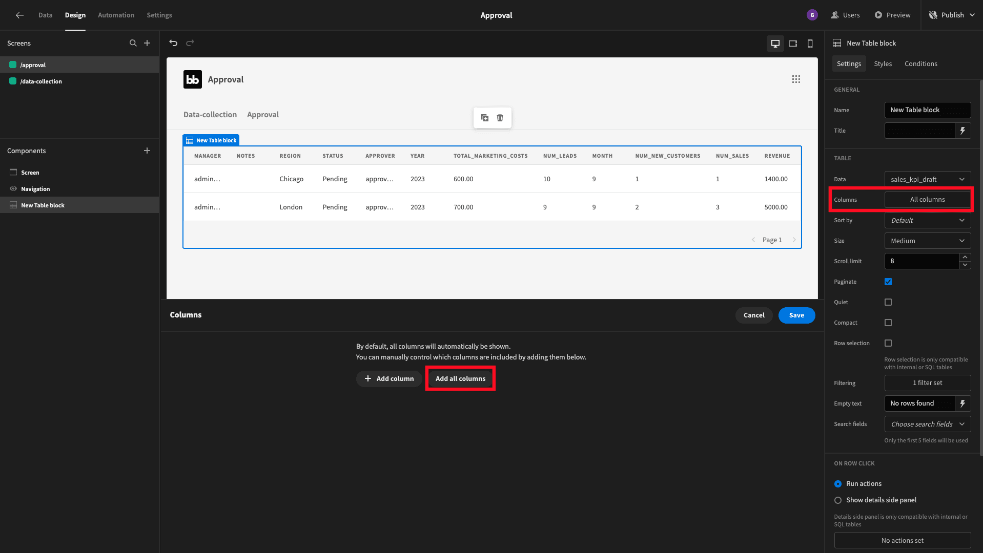 Add all columns Add all columns