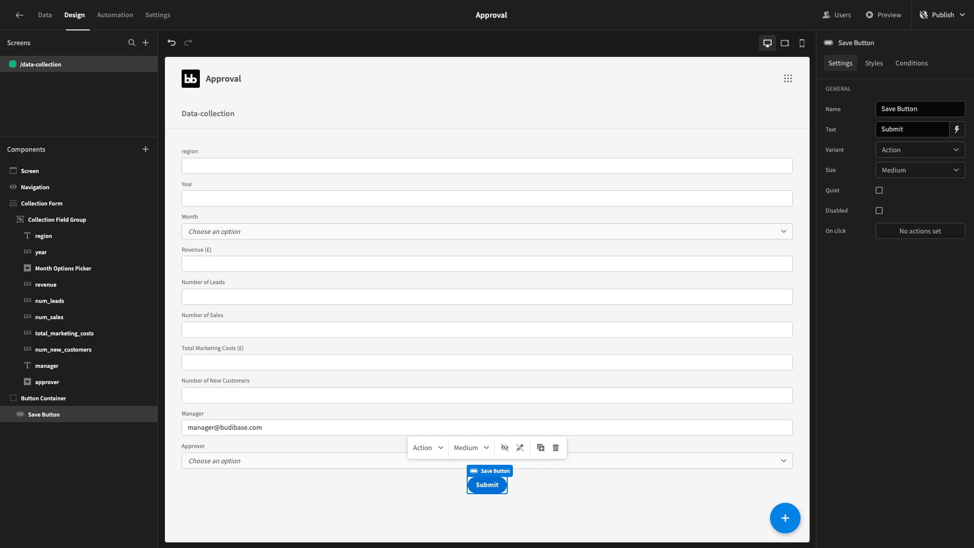 Save button Web button