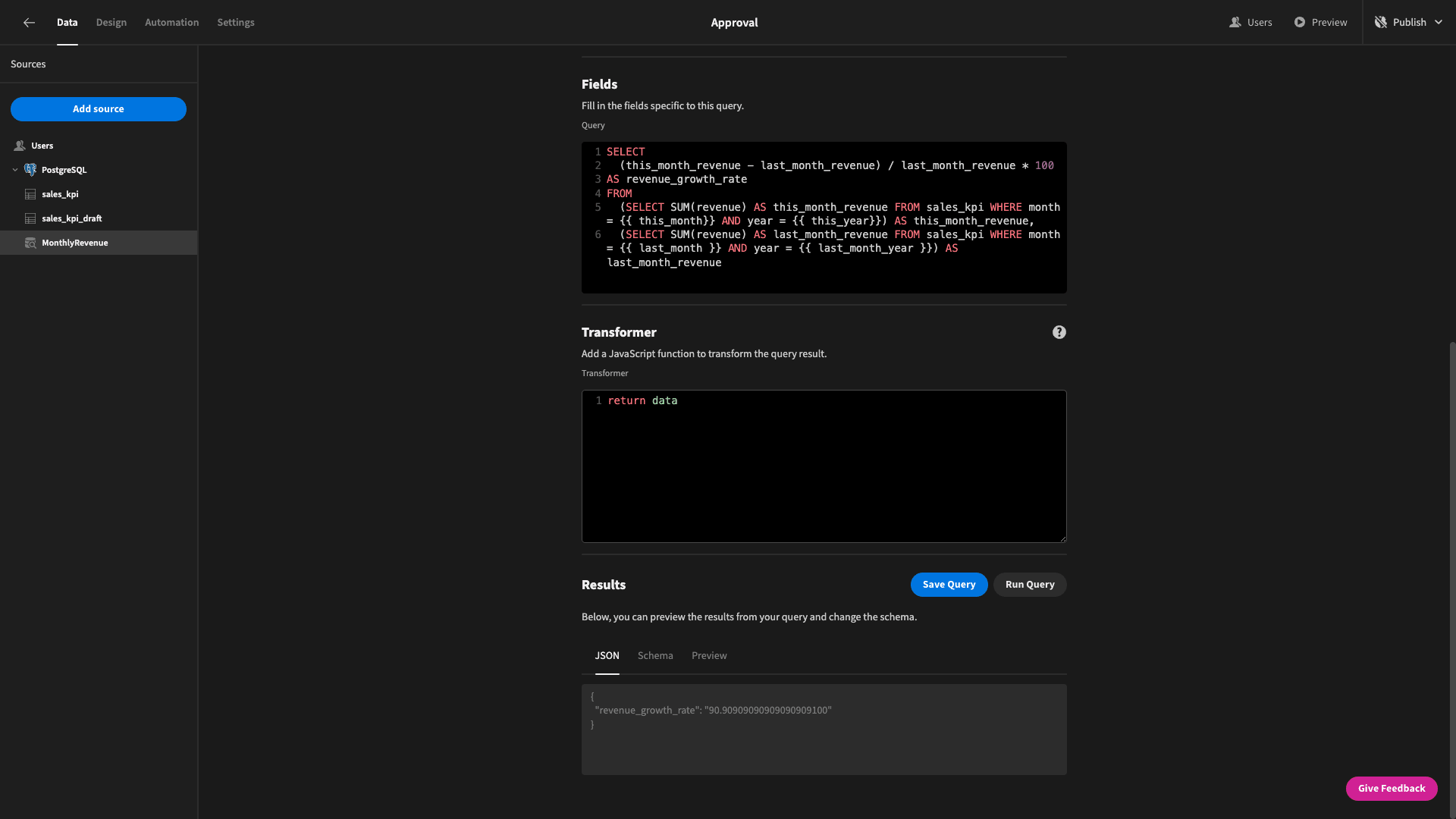 Sales dashboard