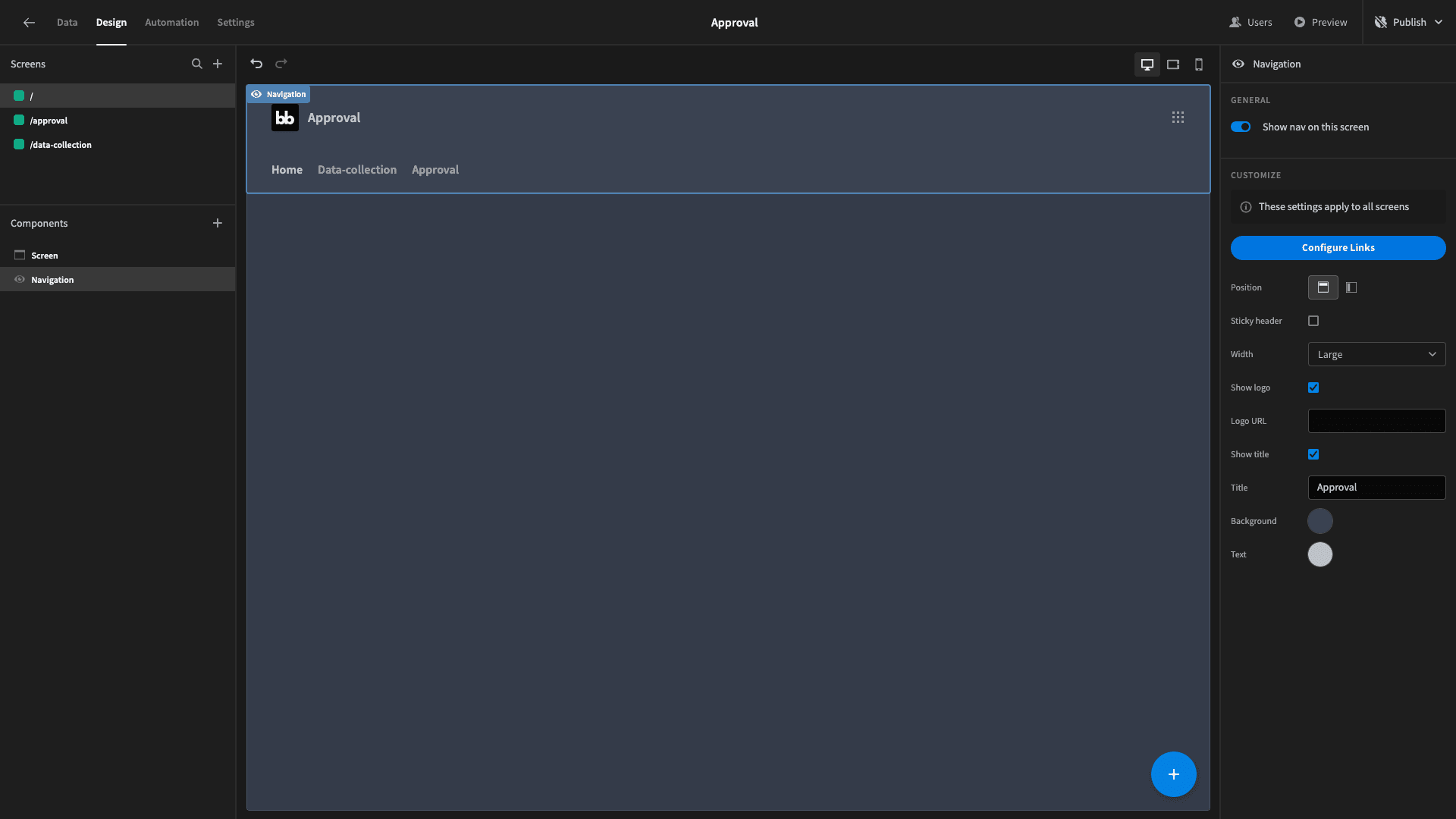 Blank screen