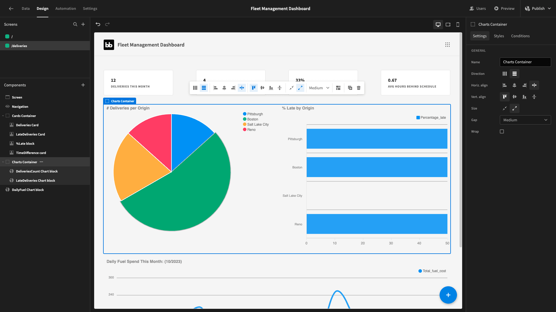 Fleet management dashboard