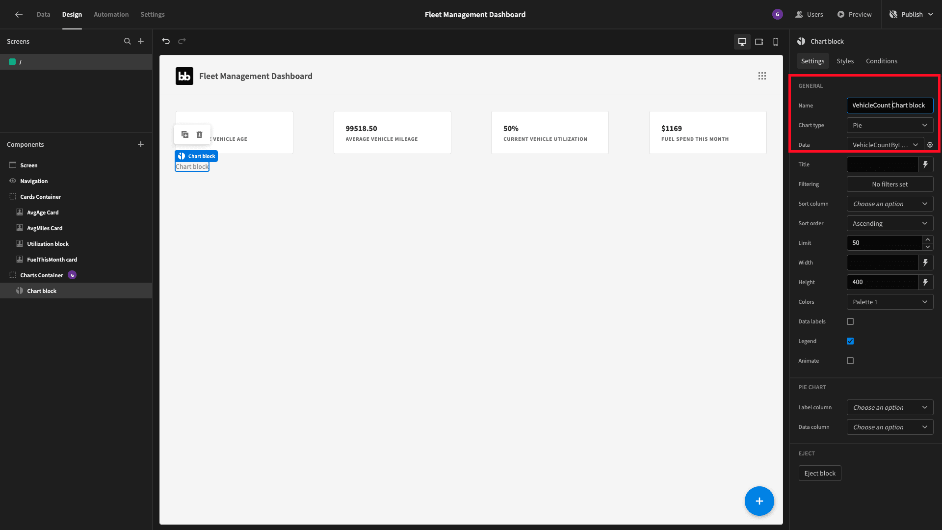 Fleet management dashboard