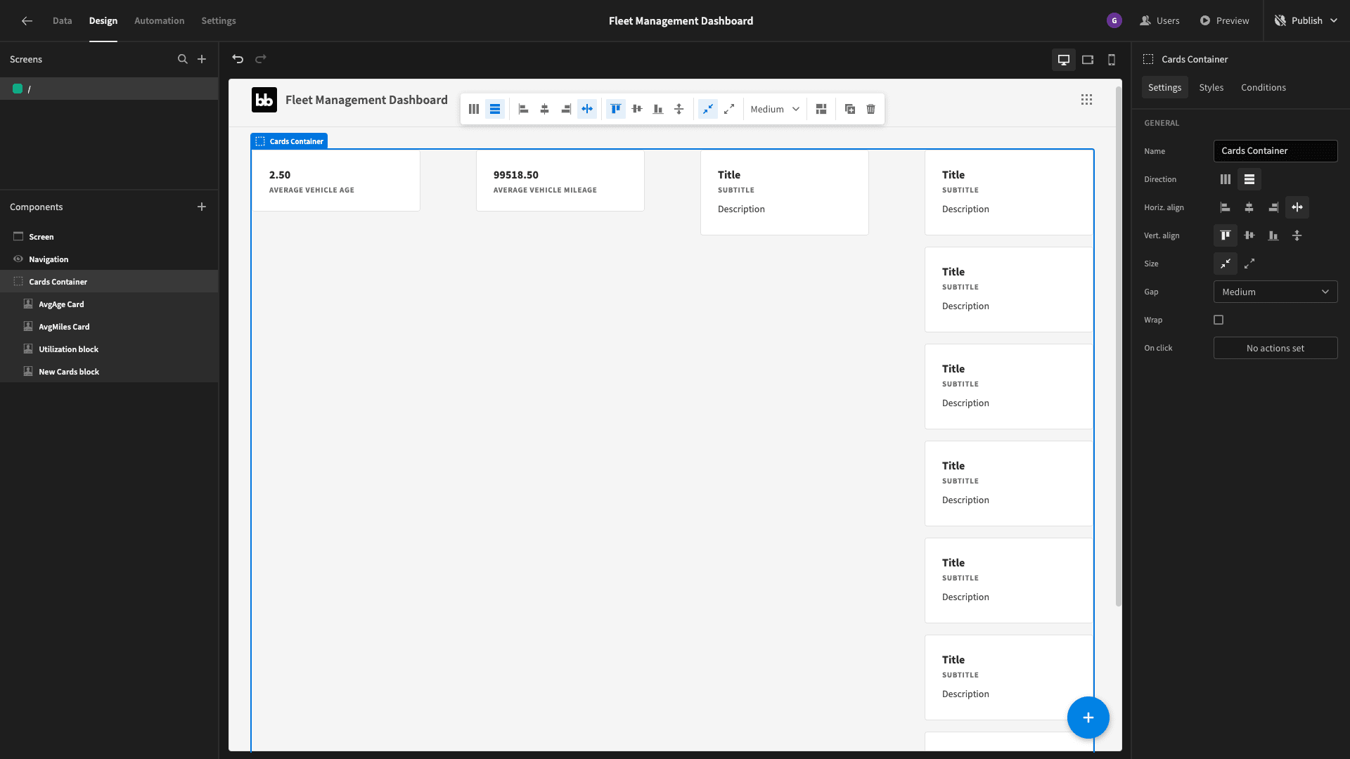 Fleet management dashboard