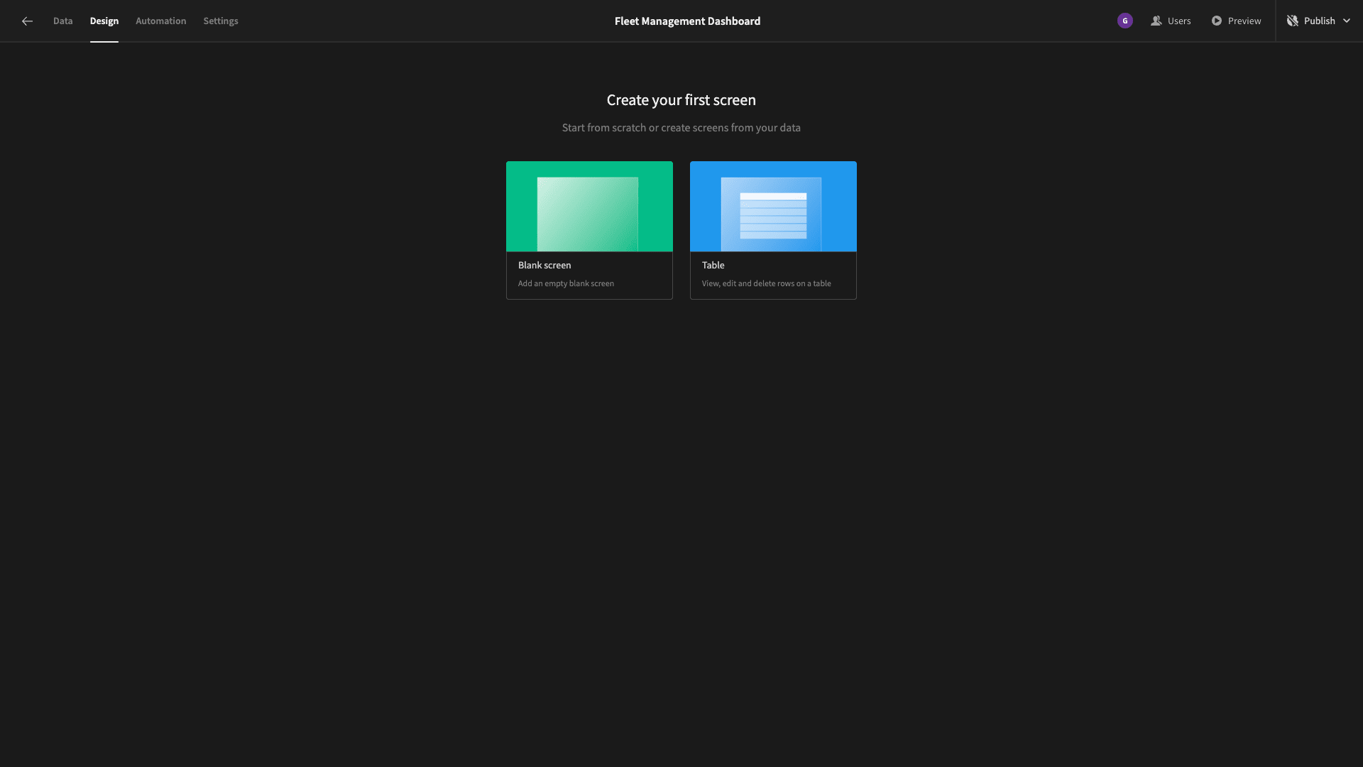 Blank screen