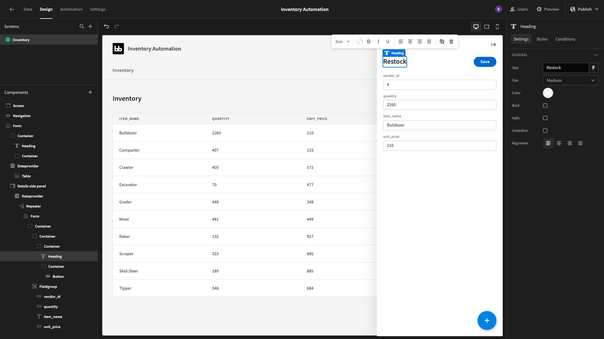 Headline Inventory automation