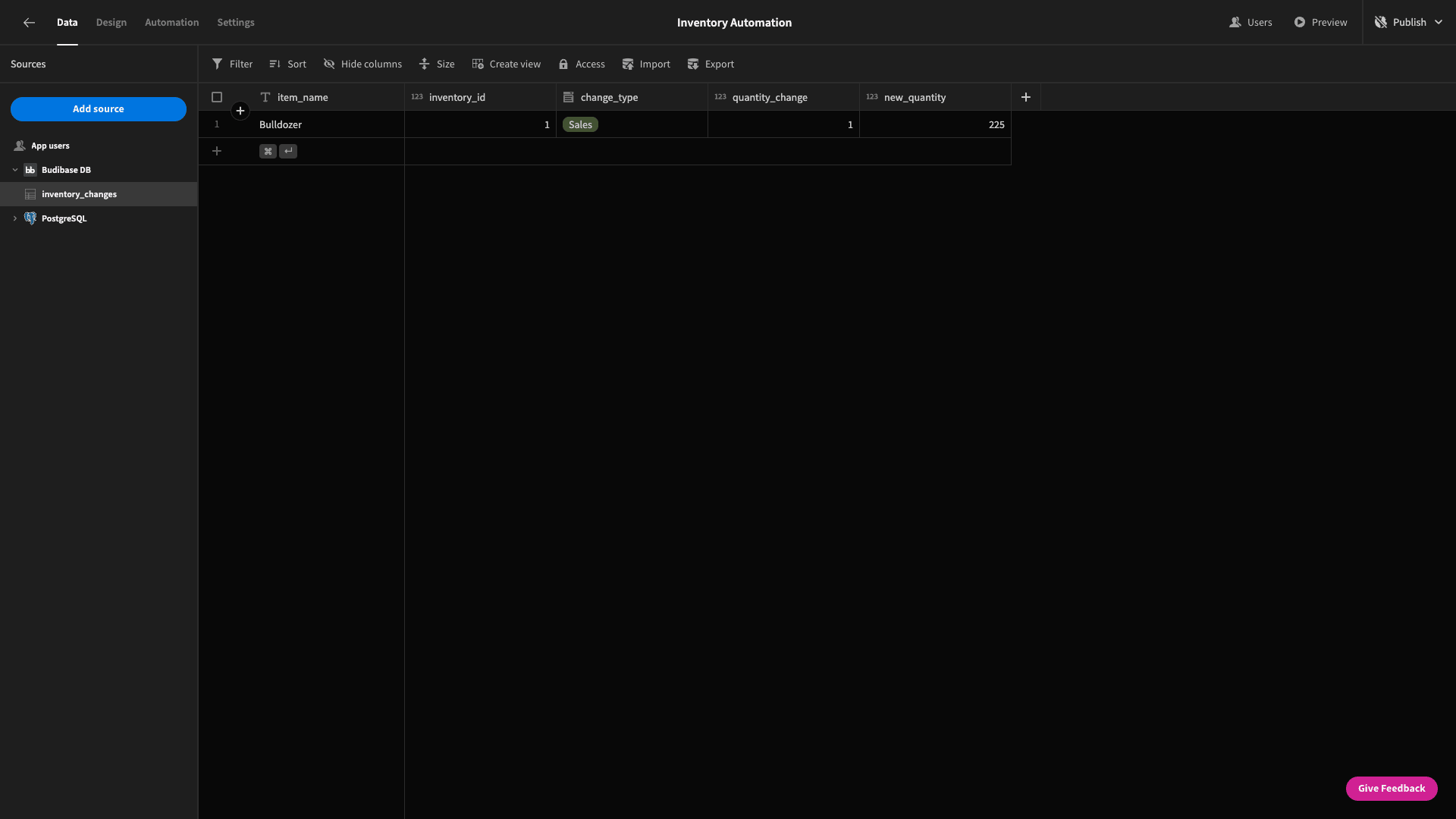 Inventory change Inventory change