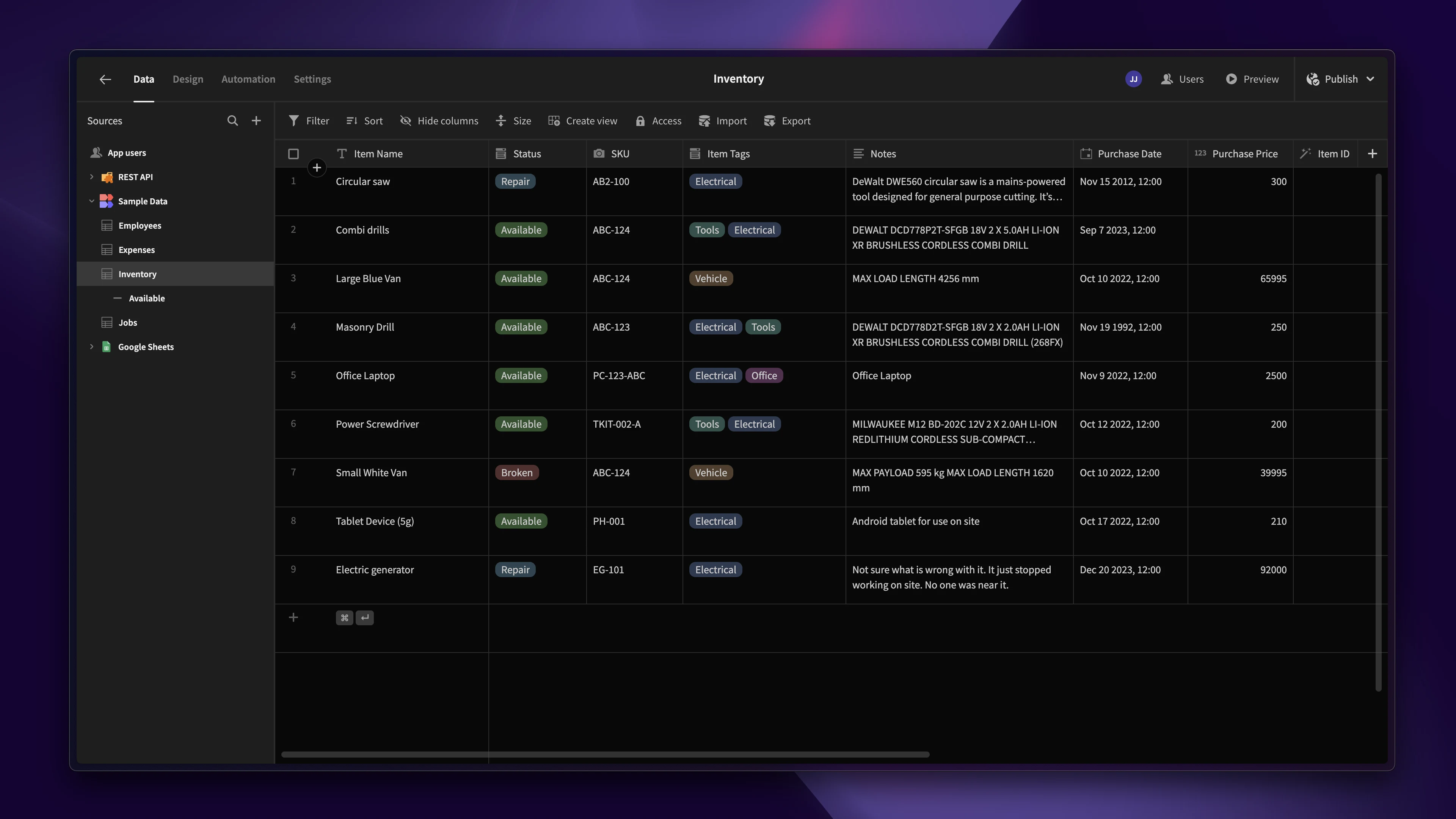 Operly design platform interface