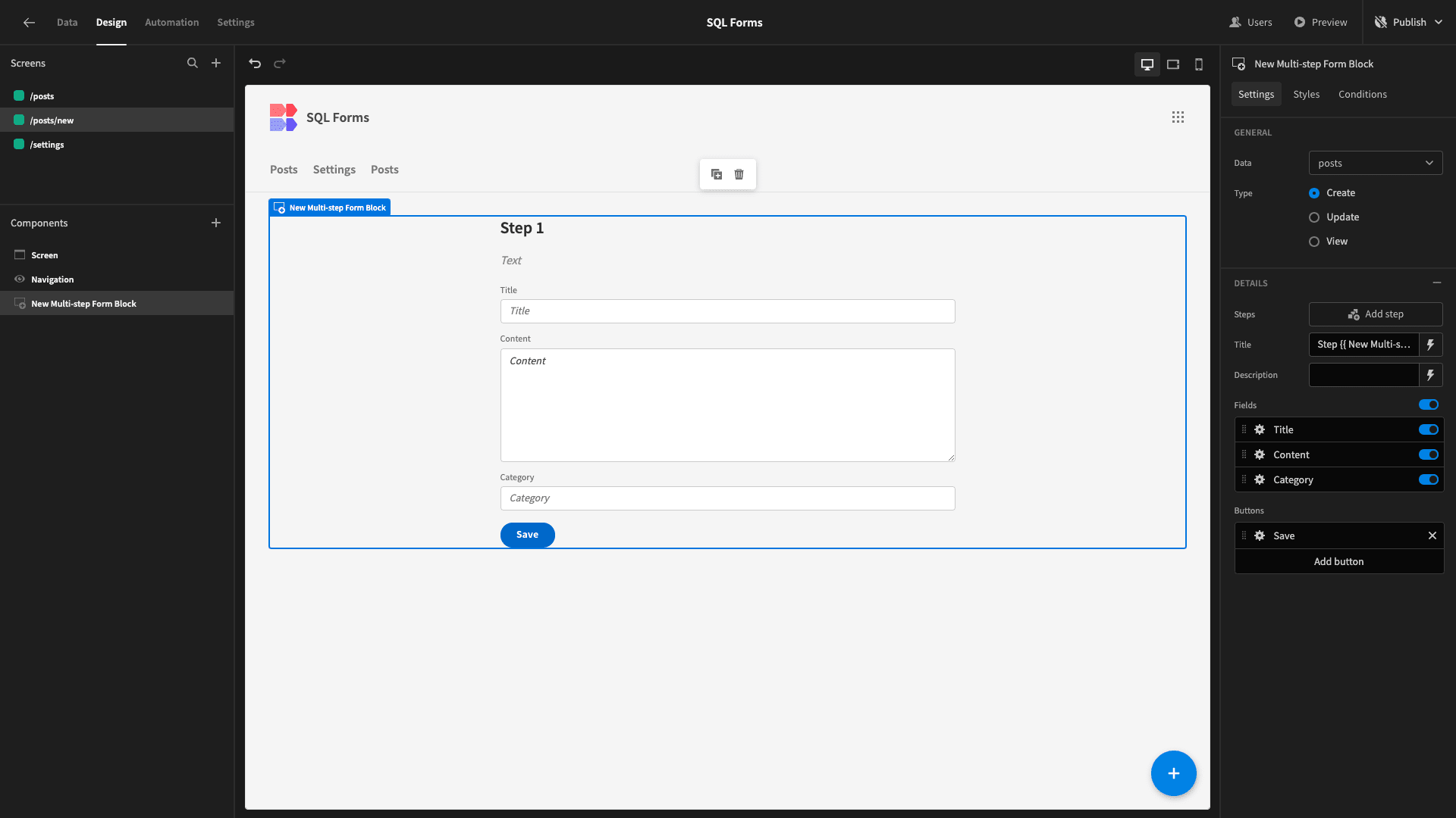 MultiStep SQL Form