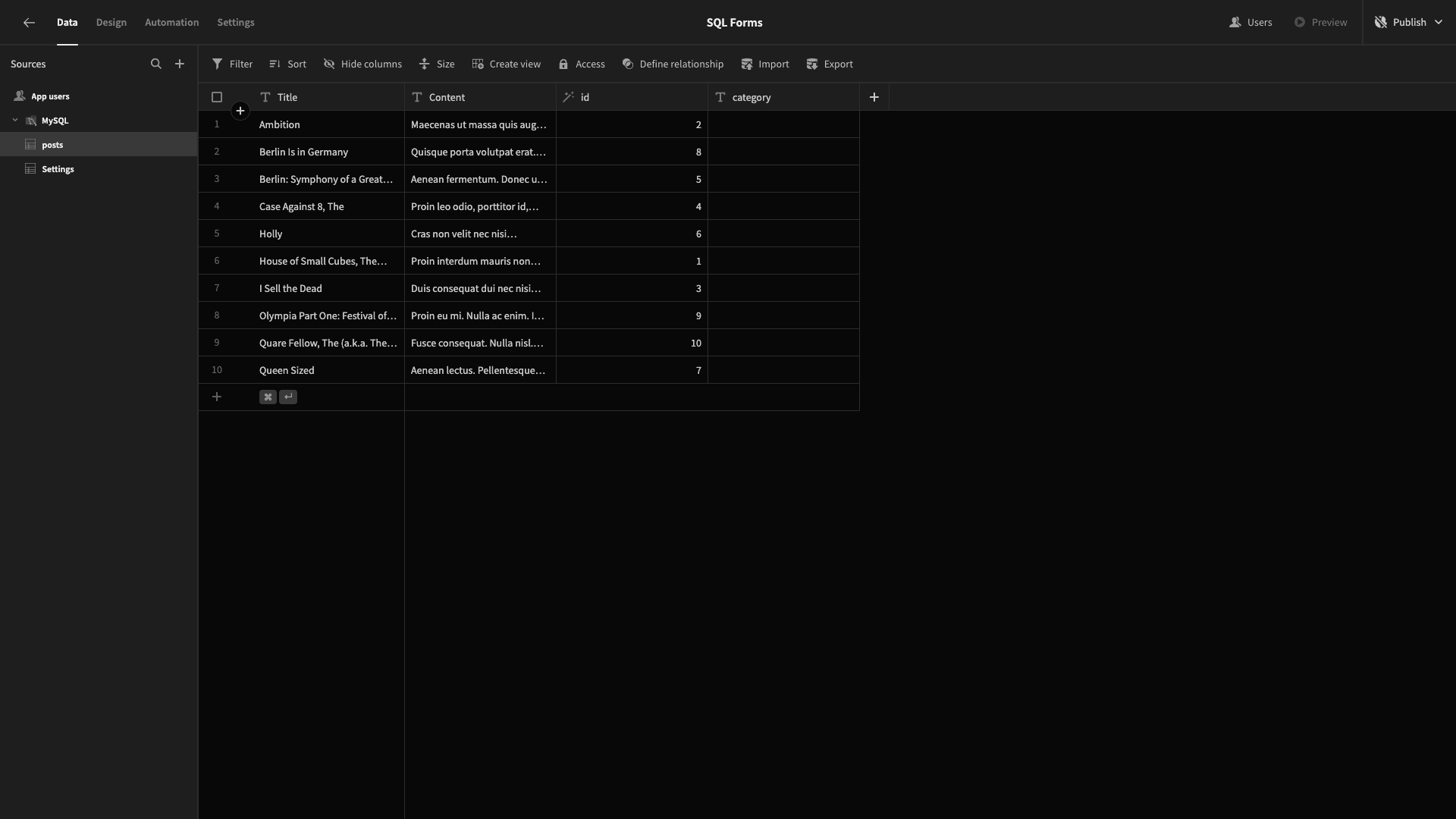 MySQL Table