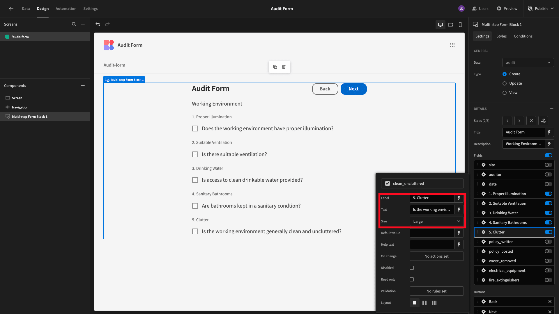 Audit Form Audit Form