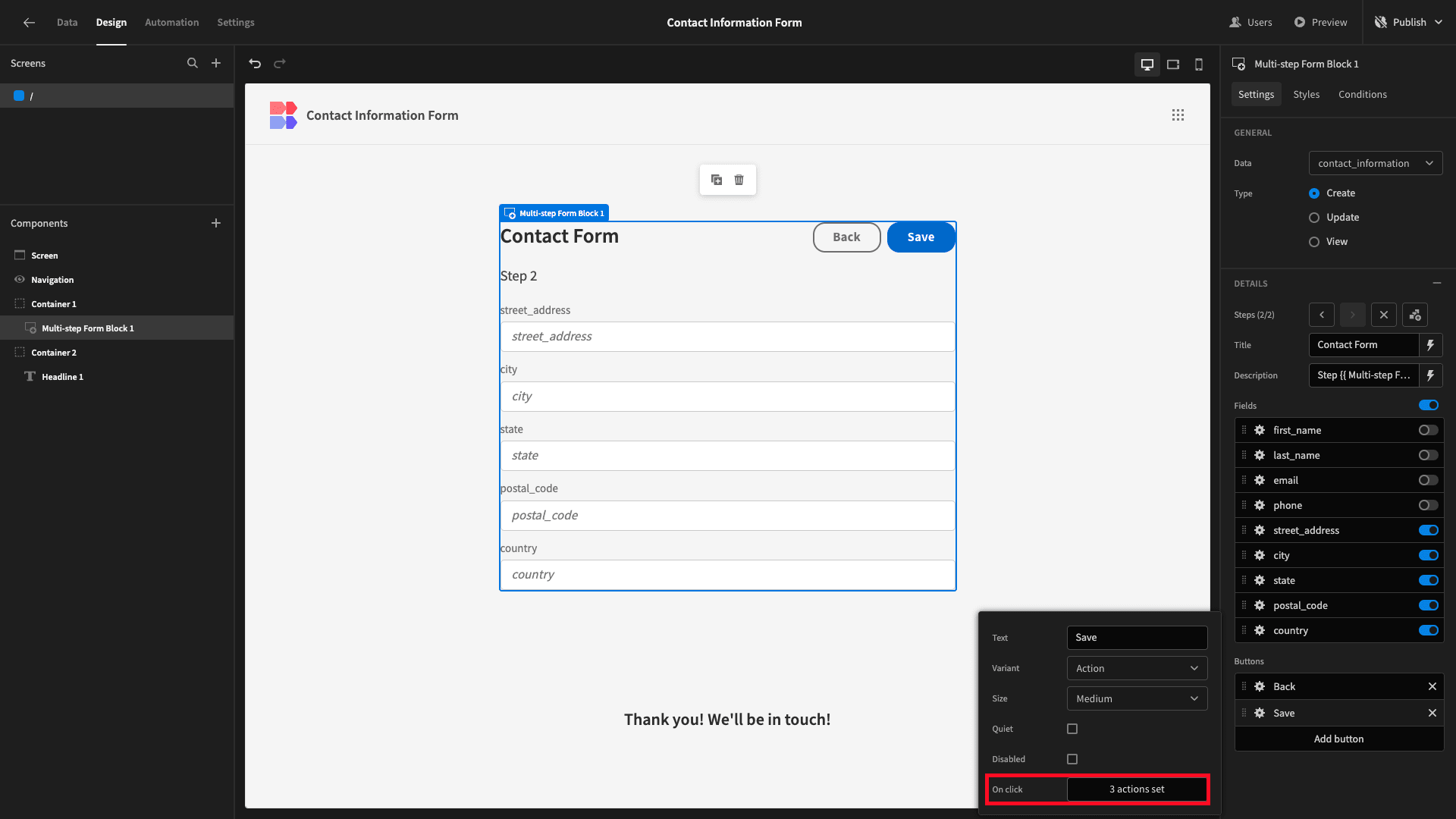 Button Actions