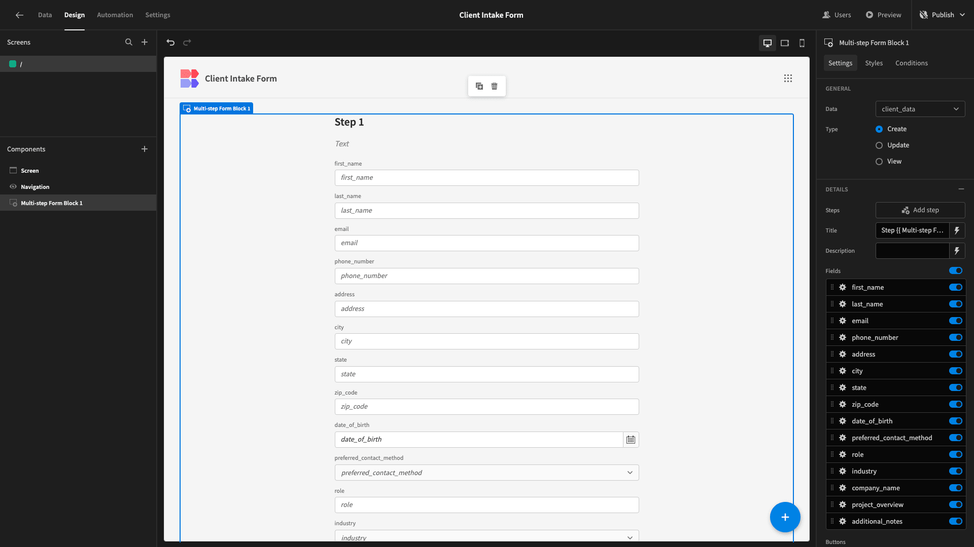 Client Intake Form Client Intake Form