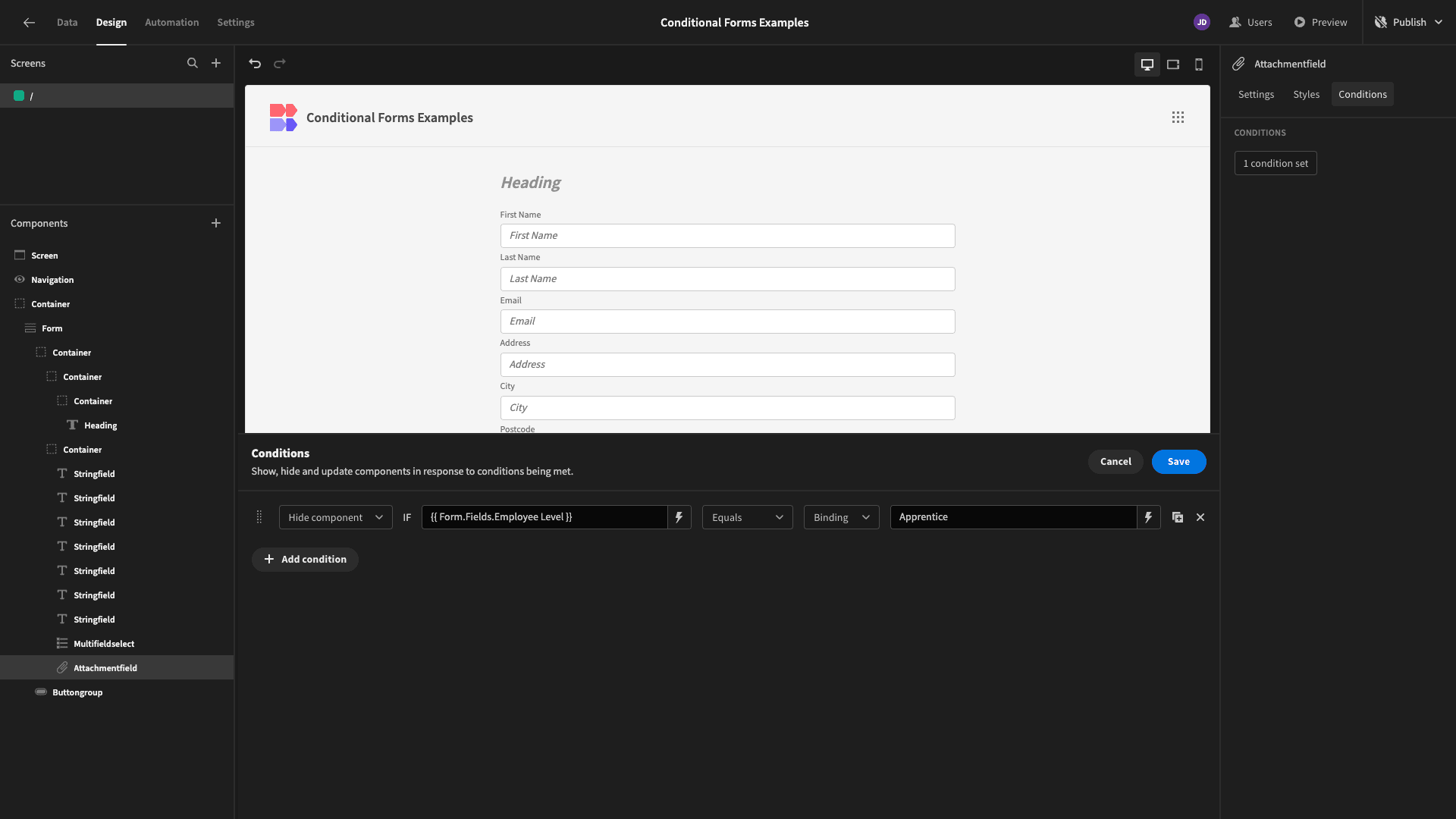 Hide Component Hide Component