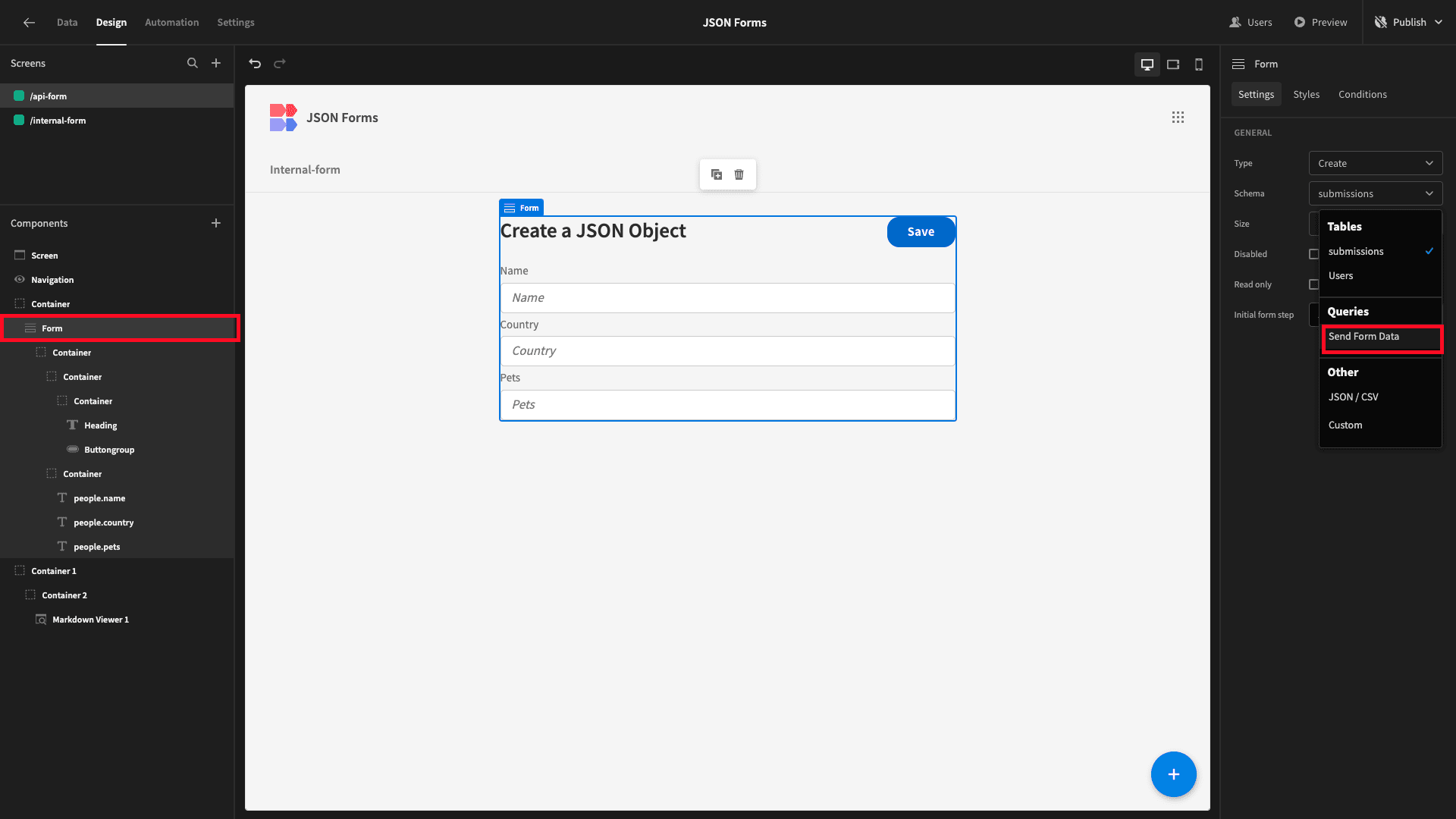 JSON Form JSON Form