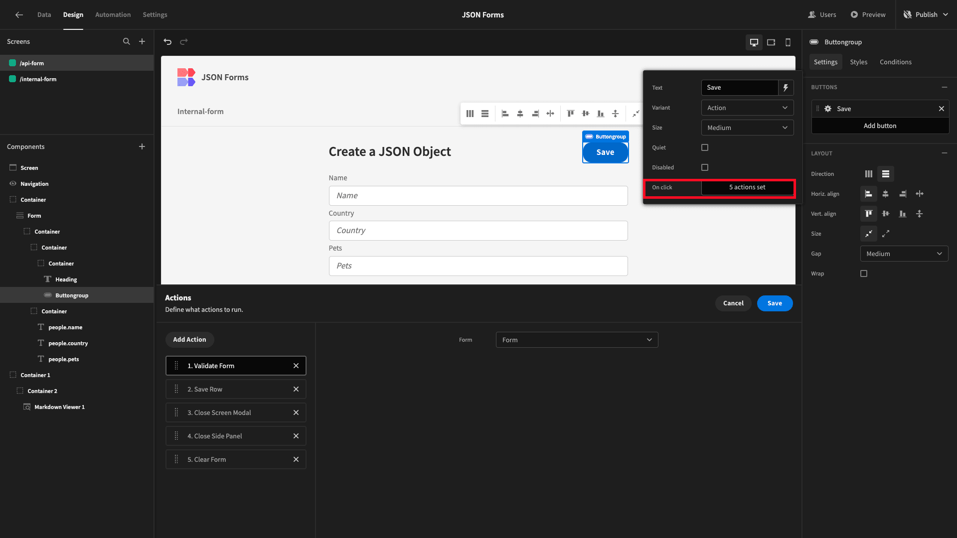 Button Actions Button Actions