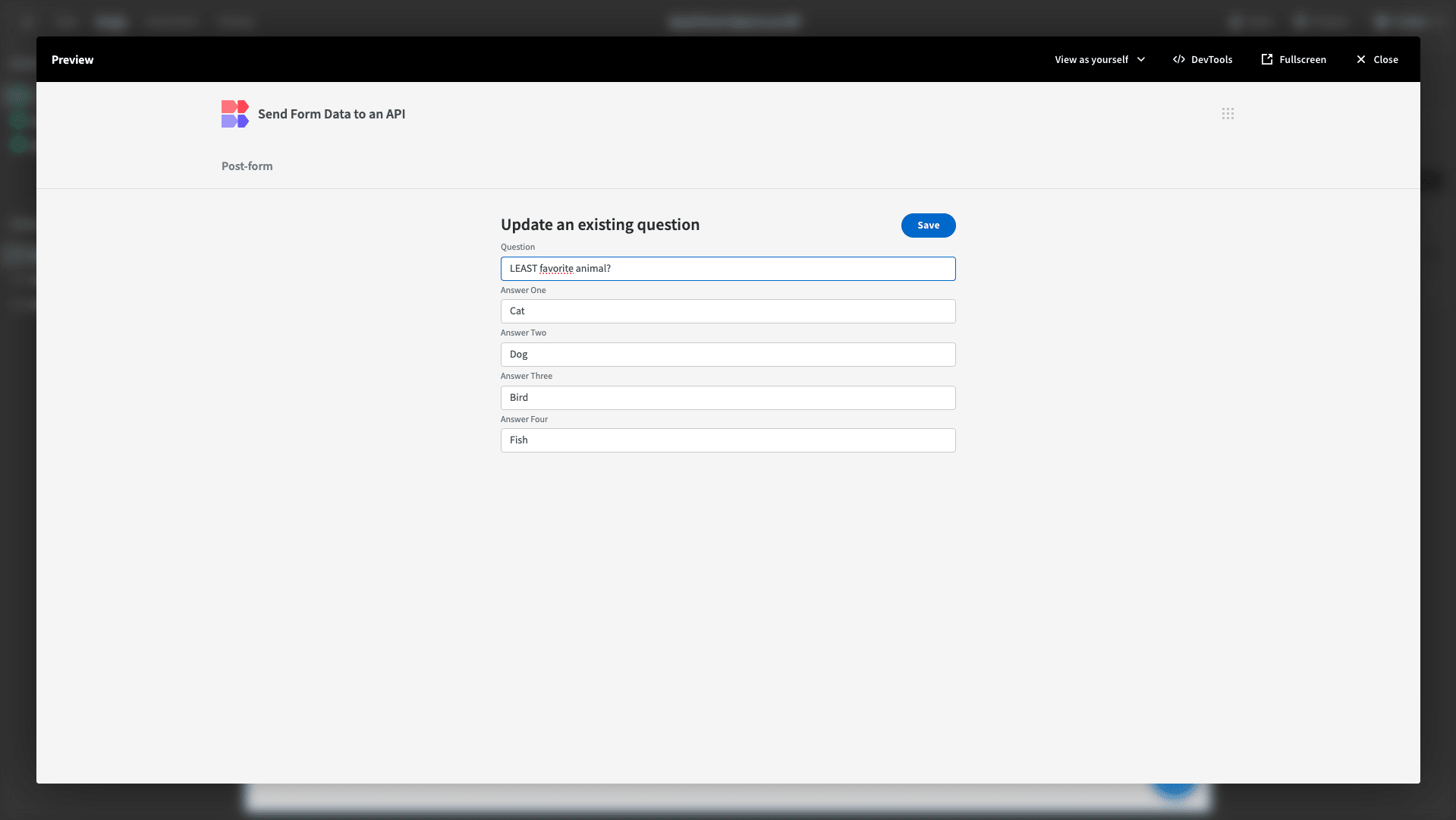 Send form data to api Send form data to api