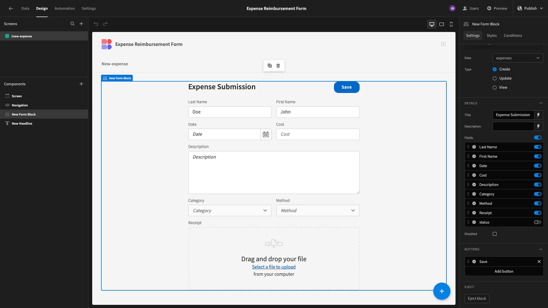 Expense Reimbursement Form
