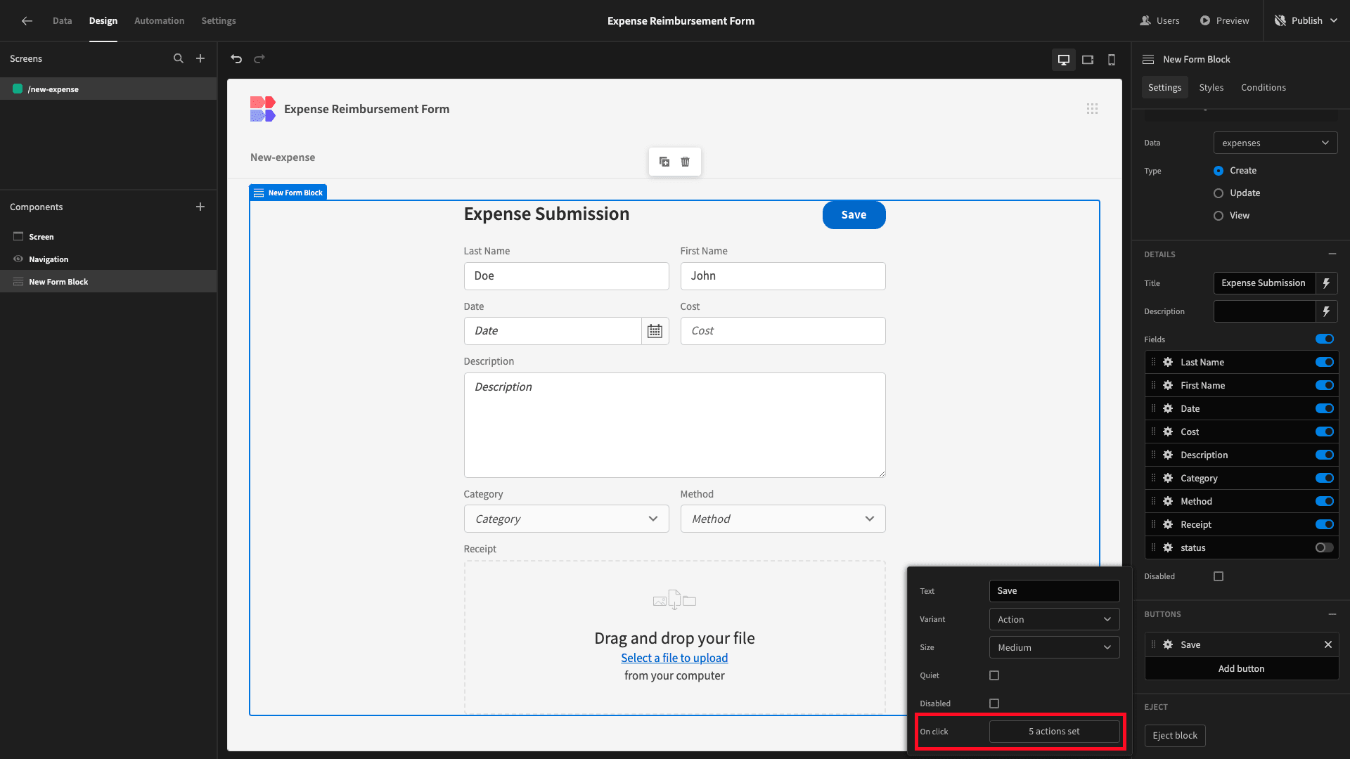 Button Actions