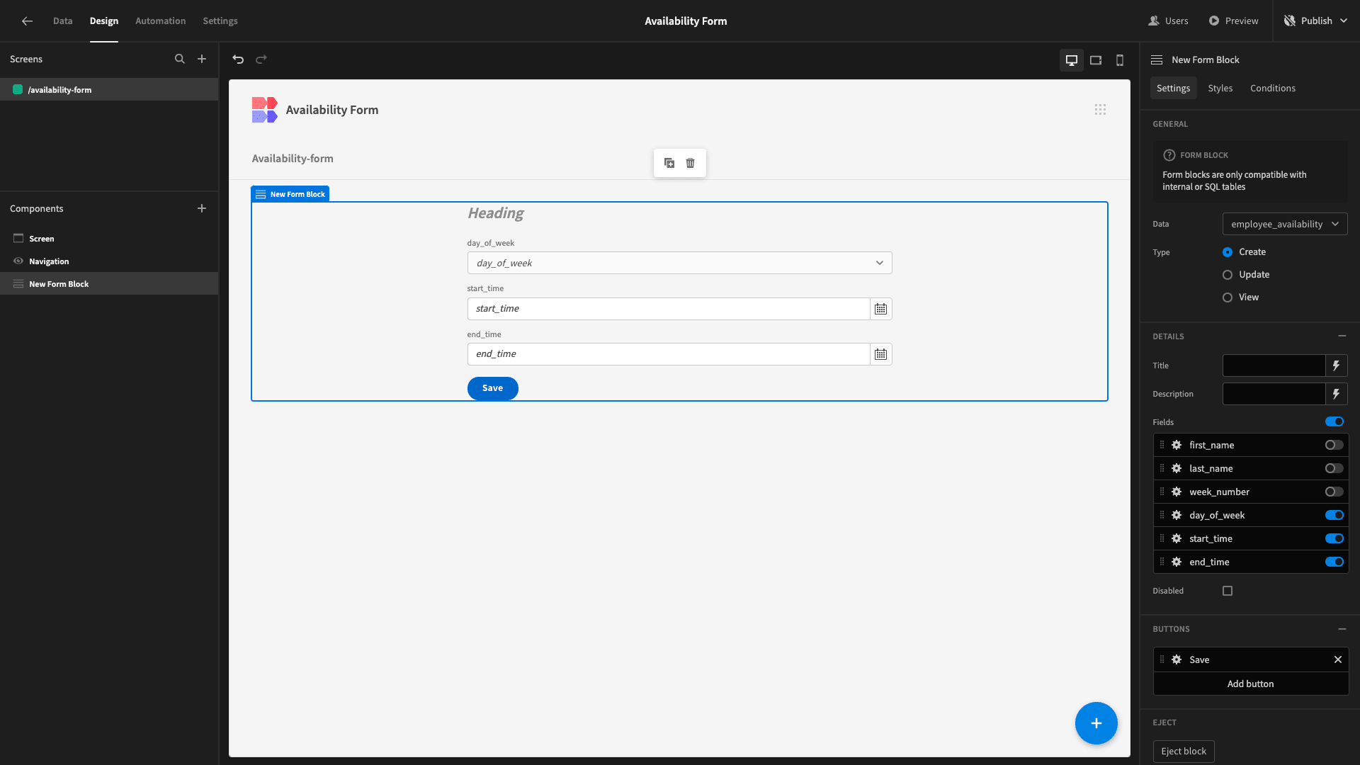 Availability Form