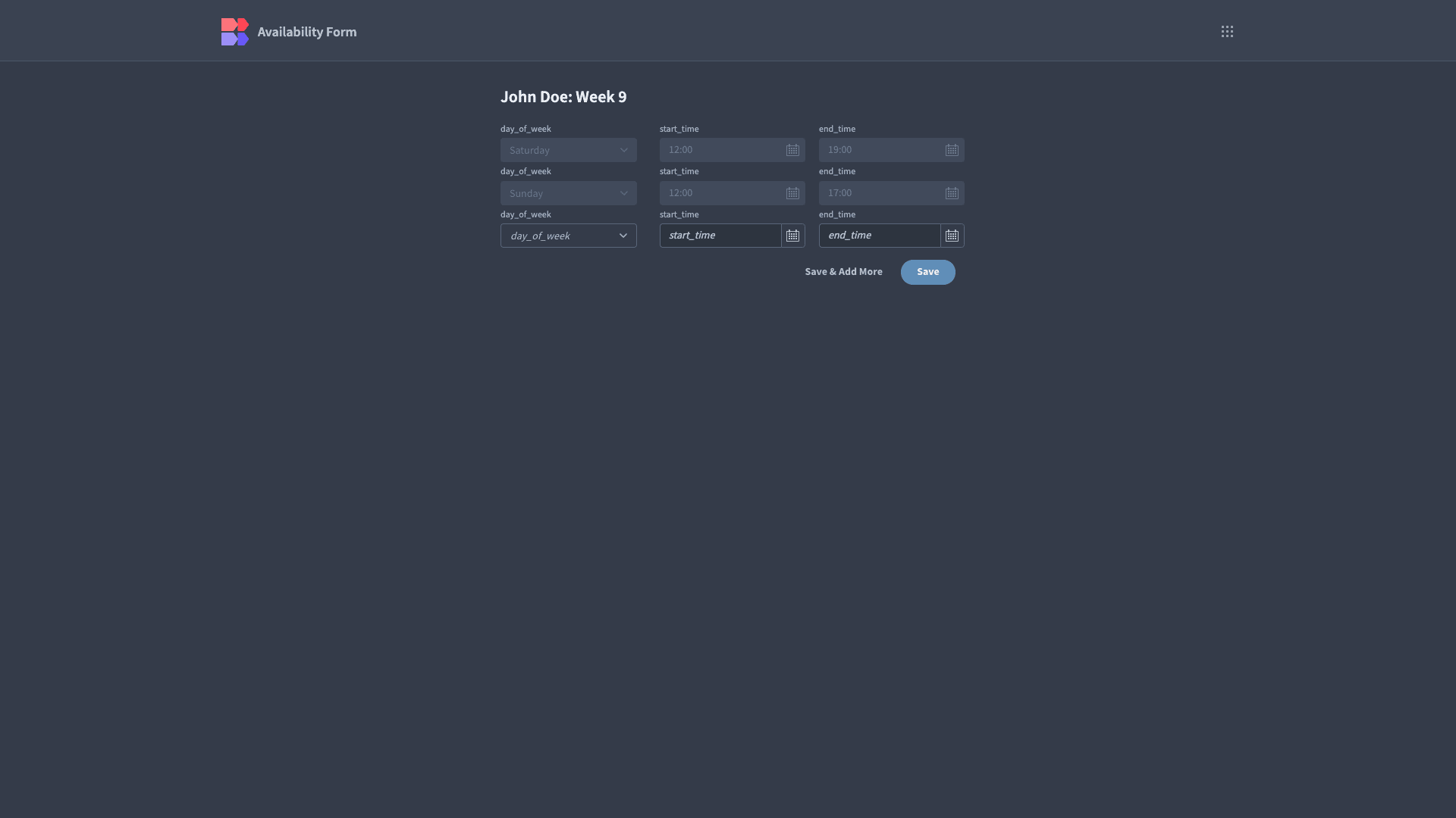 Availability Form