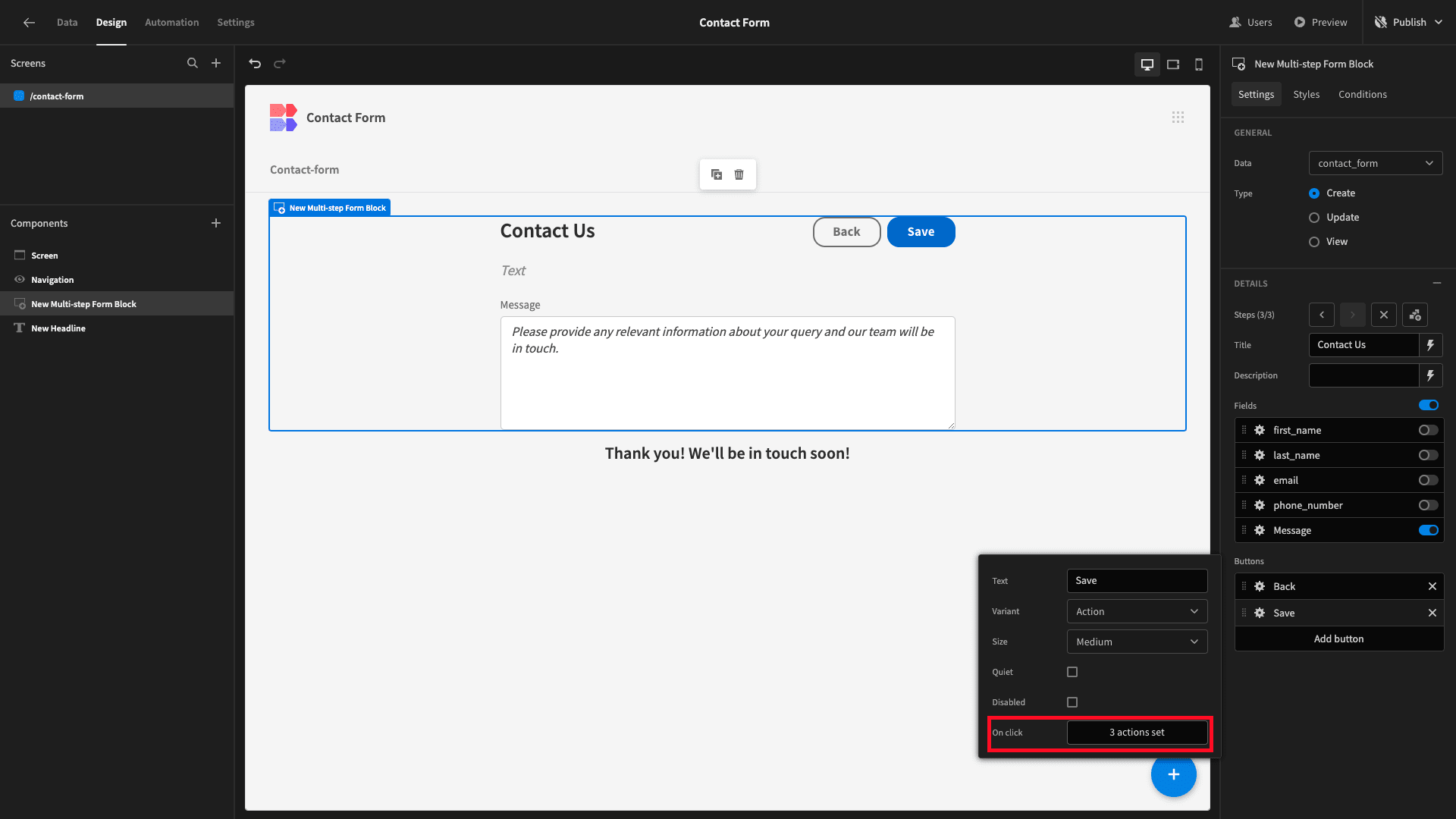 Button Actions