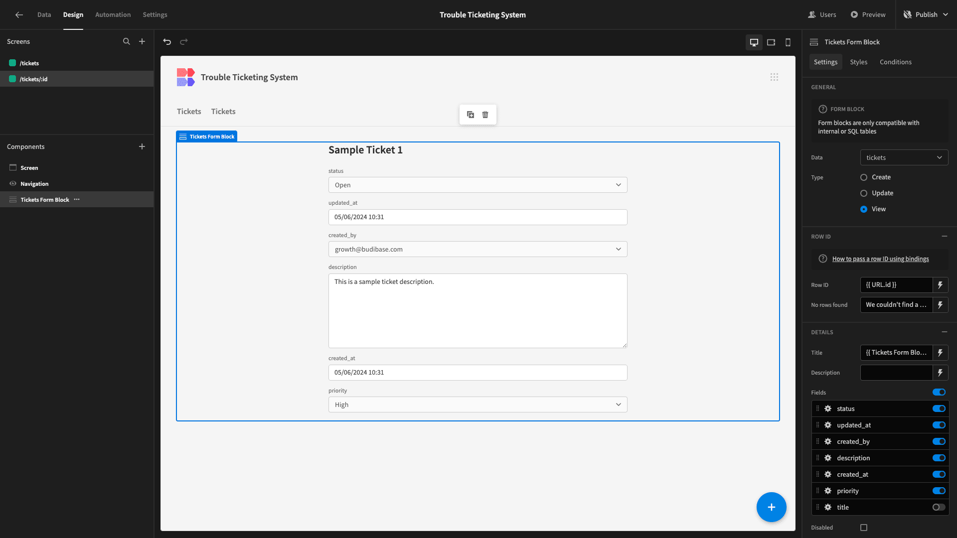 Ticket Form Ticket Form