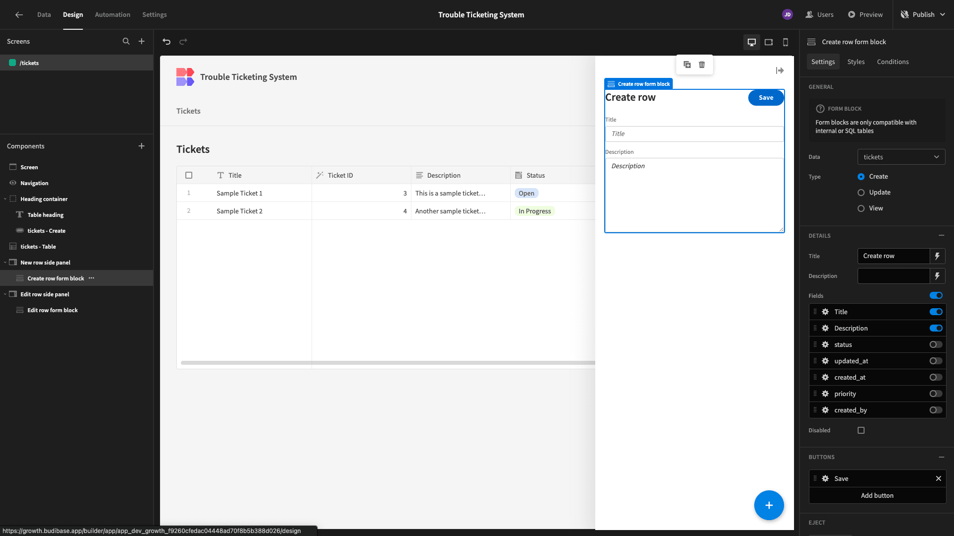 Create Row Create Row