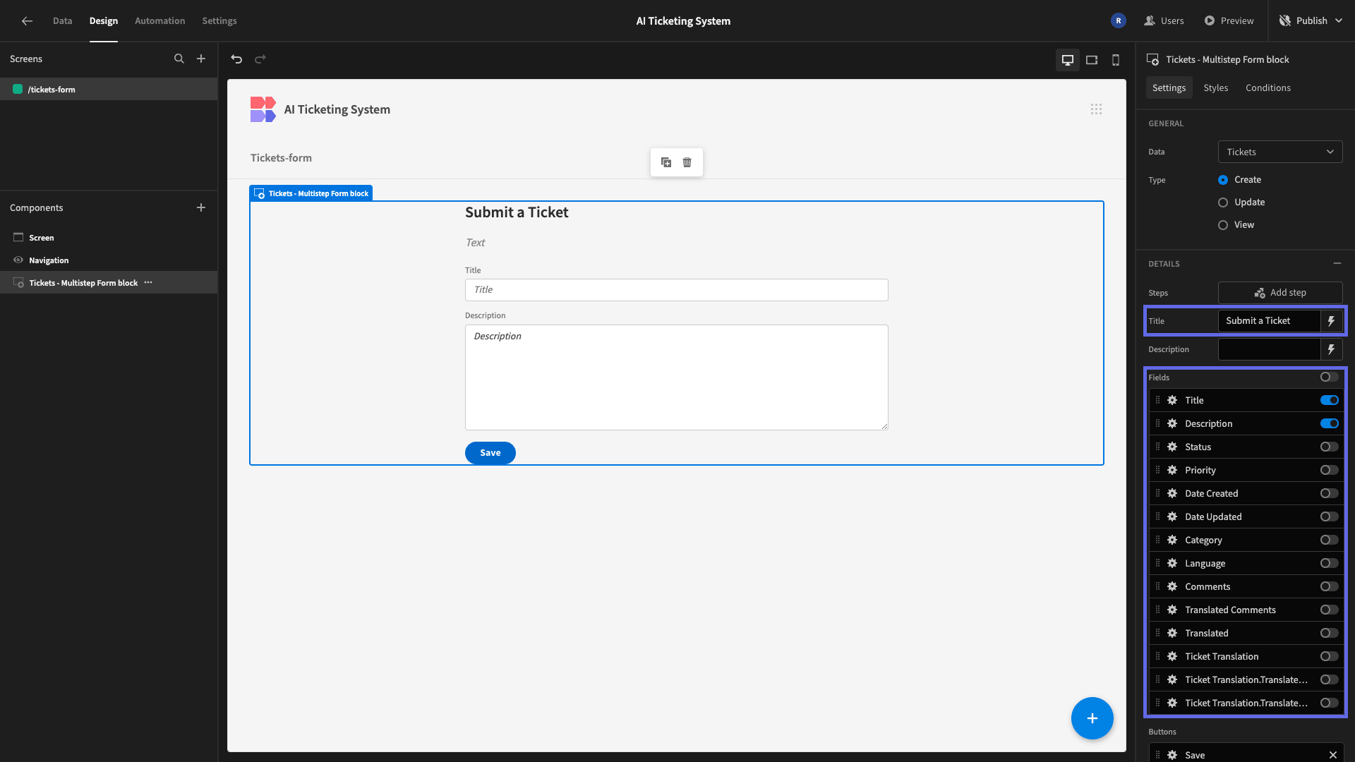 Ticketing Form Ticketing Form
