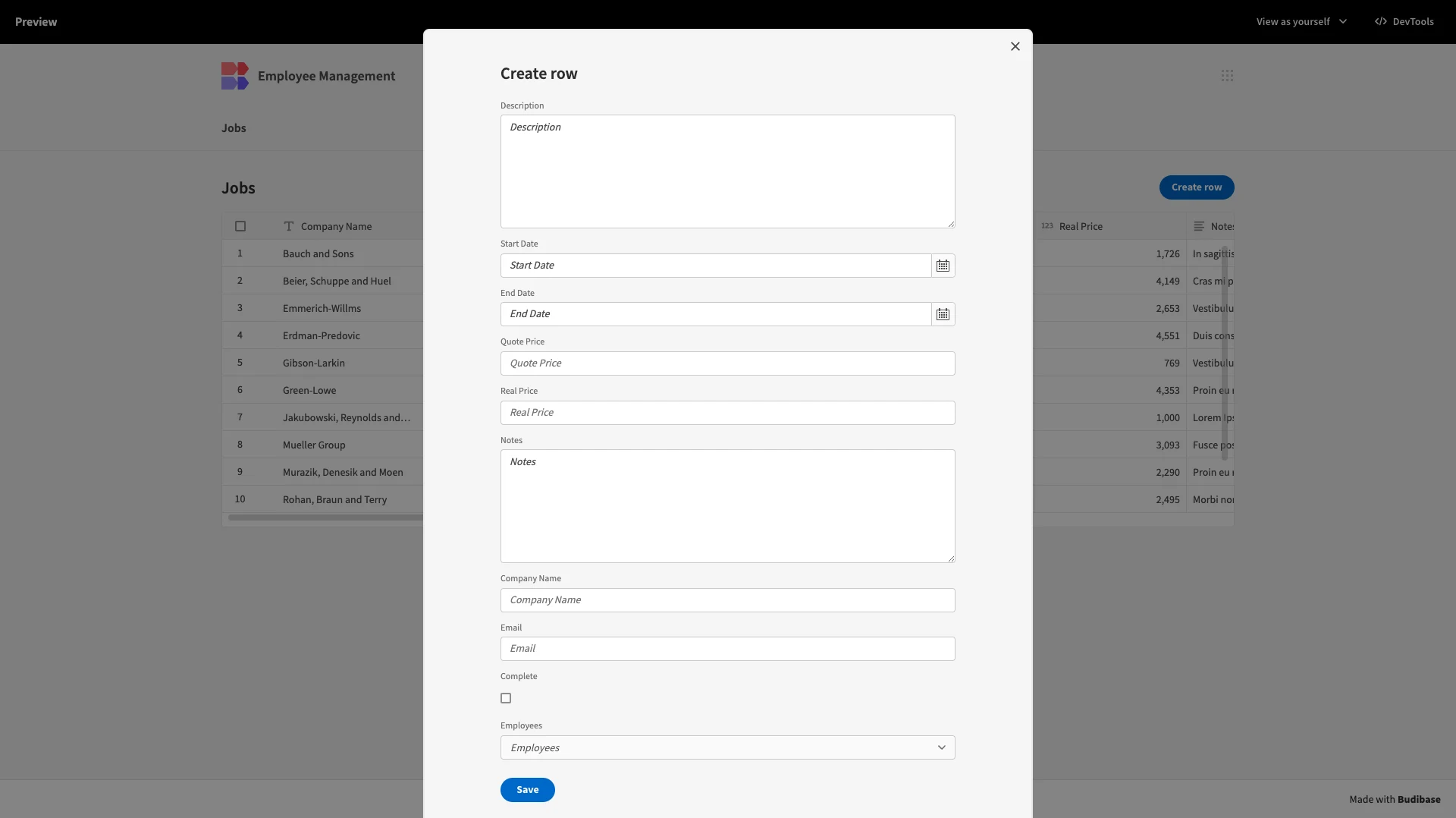 CREATE form CREATE form