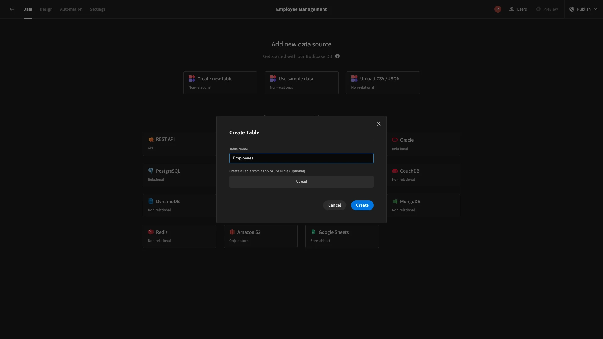 Create Table Create Table