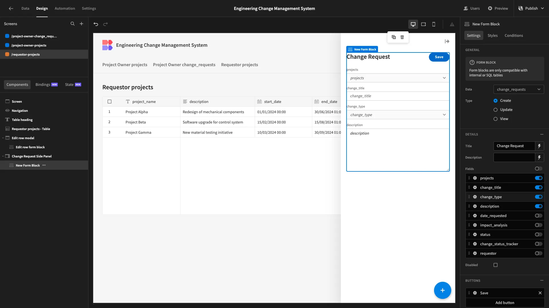 change request form