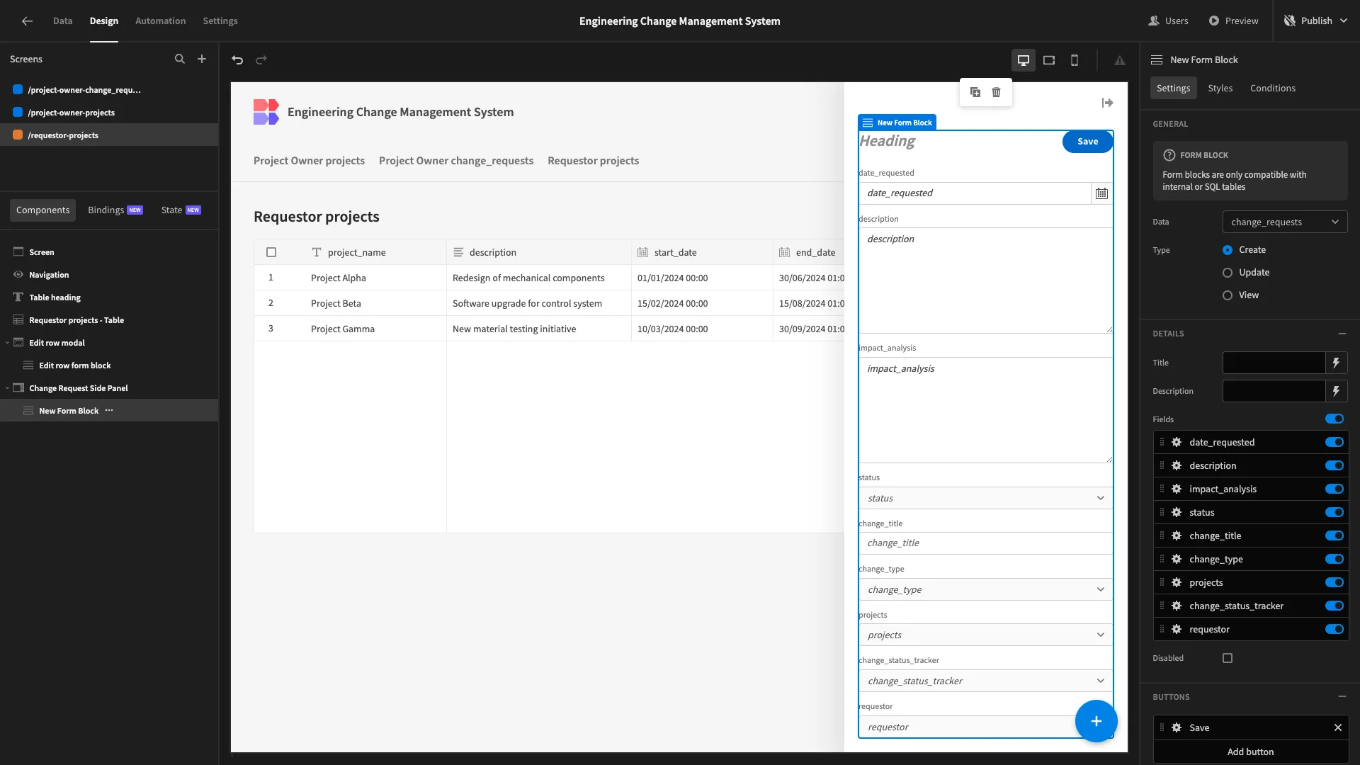 change request form